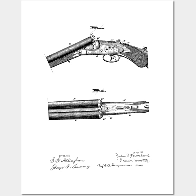 Breech Loading Gun Vintage Patent Hand Drawing Wall Art by TheYoungDesigns